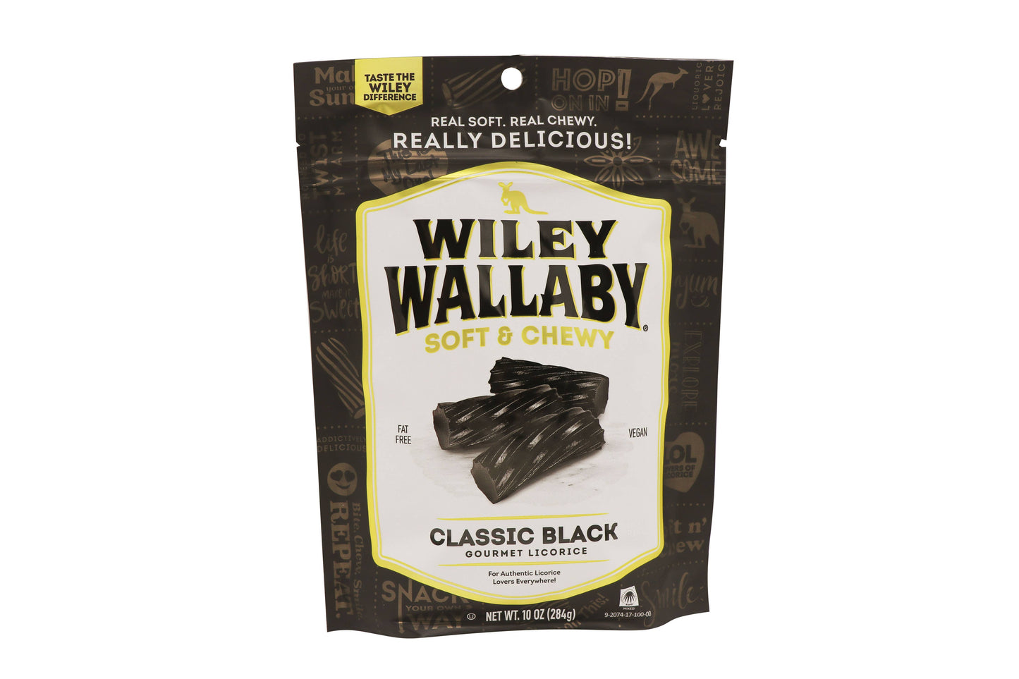 Wiley Wallaby Gourmet Black Licorice, 10oz Bag, Soft & Chewy
